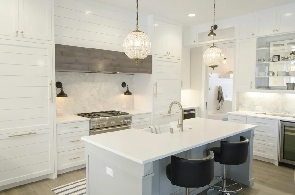 Bright kitchen opening into a larger shared living space